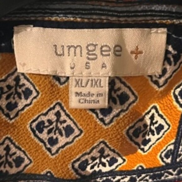 Umgee Multicolor Boho Patchwork Open Front Longline Kimono with Fringe XL/1XL - Picture 7 of 10